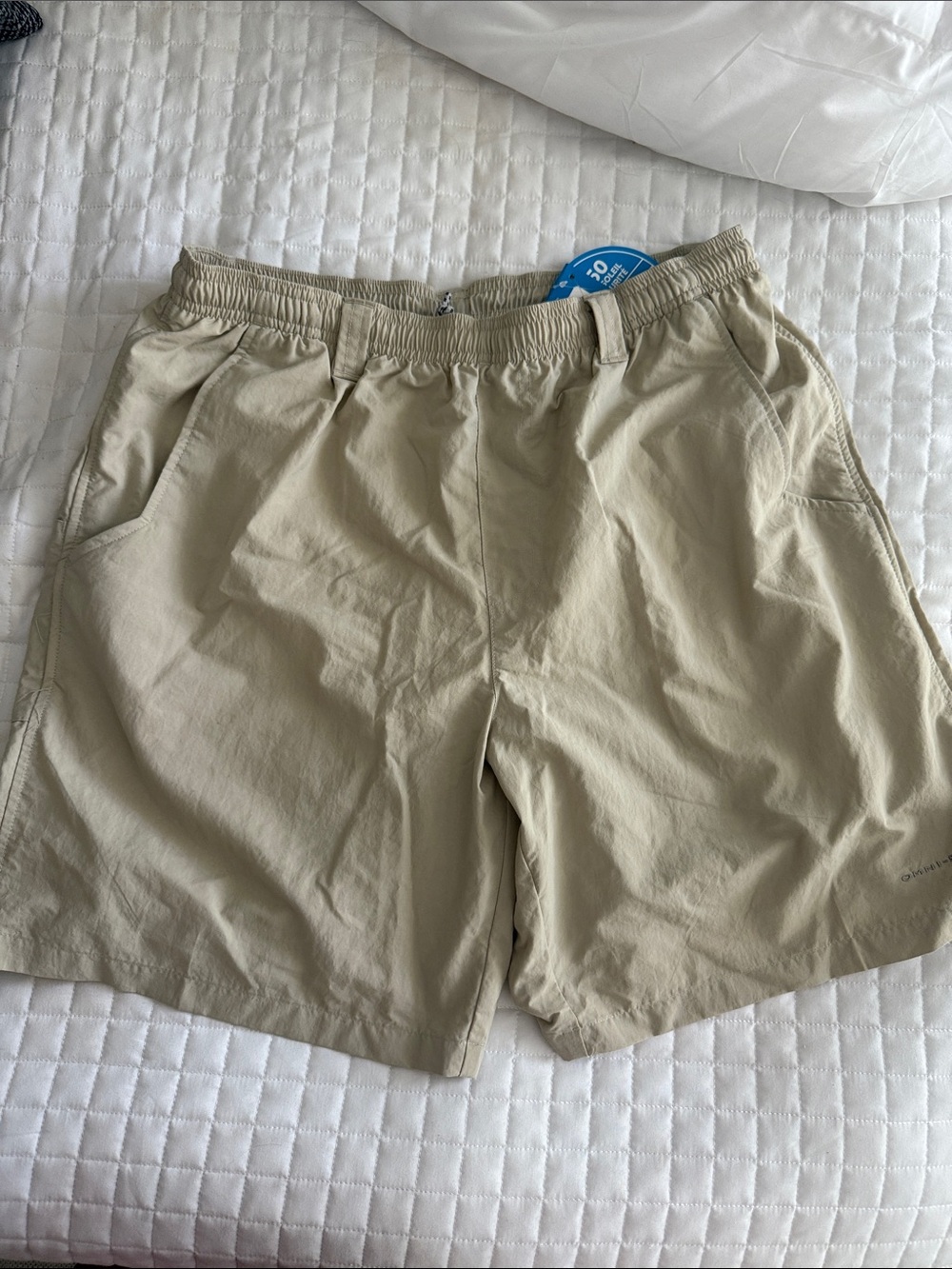 Columbia Tan Elastic-Waist Outdoor Shorts